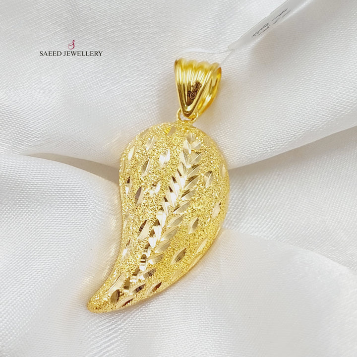 21K Gold Almond Pendant by Saeed Jewelry - Image 8