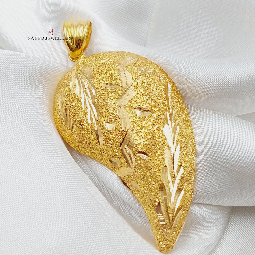 21K Gold Almond Pendant by Saeed Jewelry - Image 5