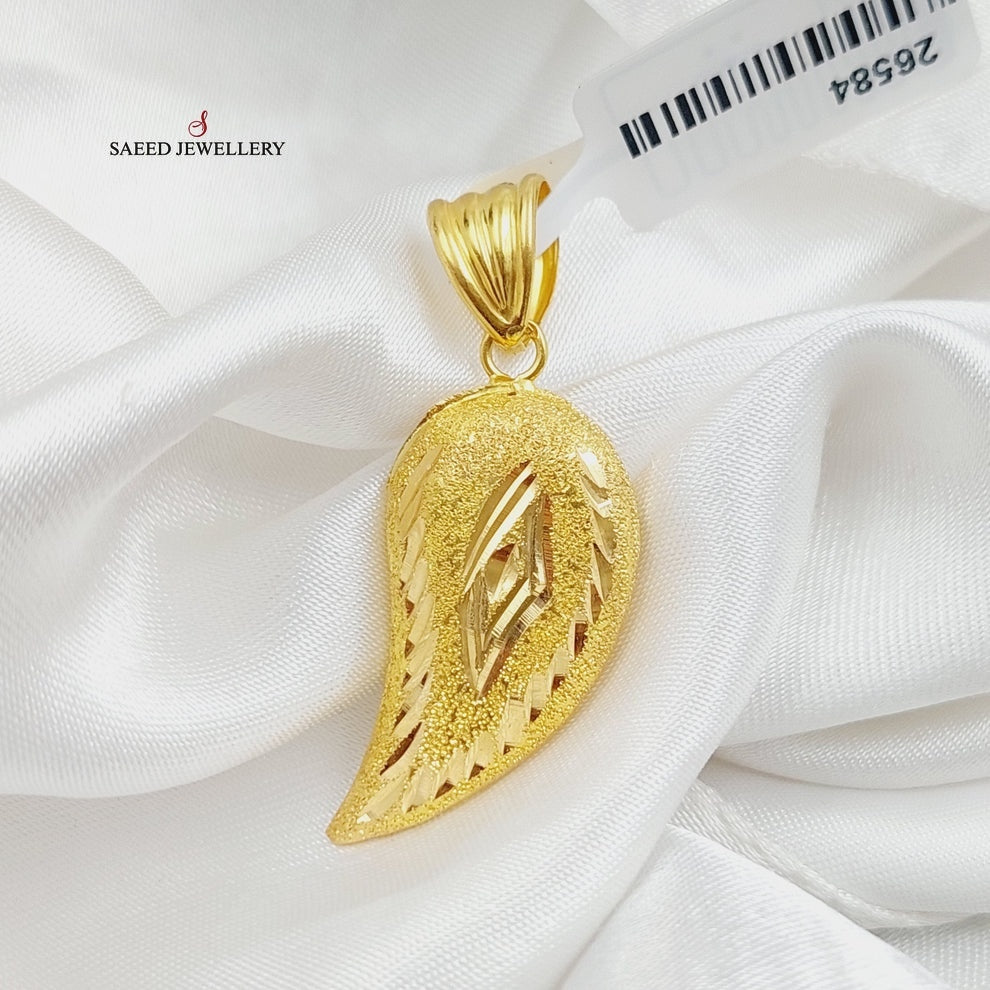 21K Gold Almond Pendant by Saeed Jewelry - Image 3