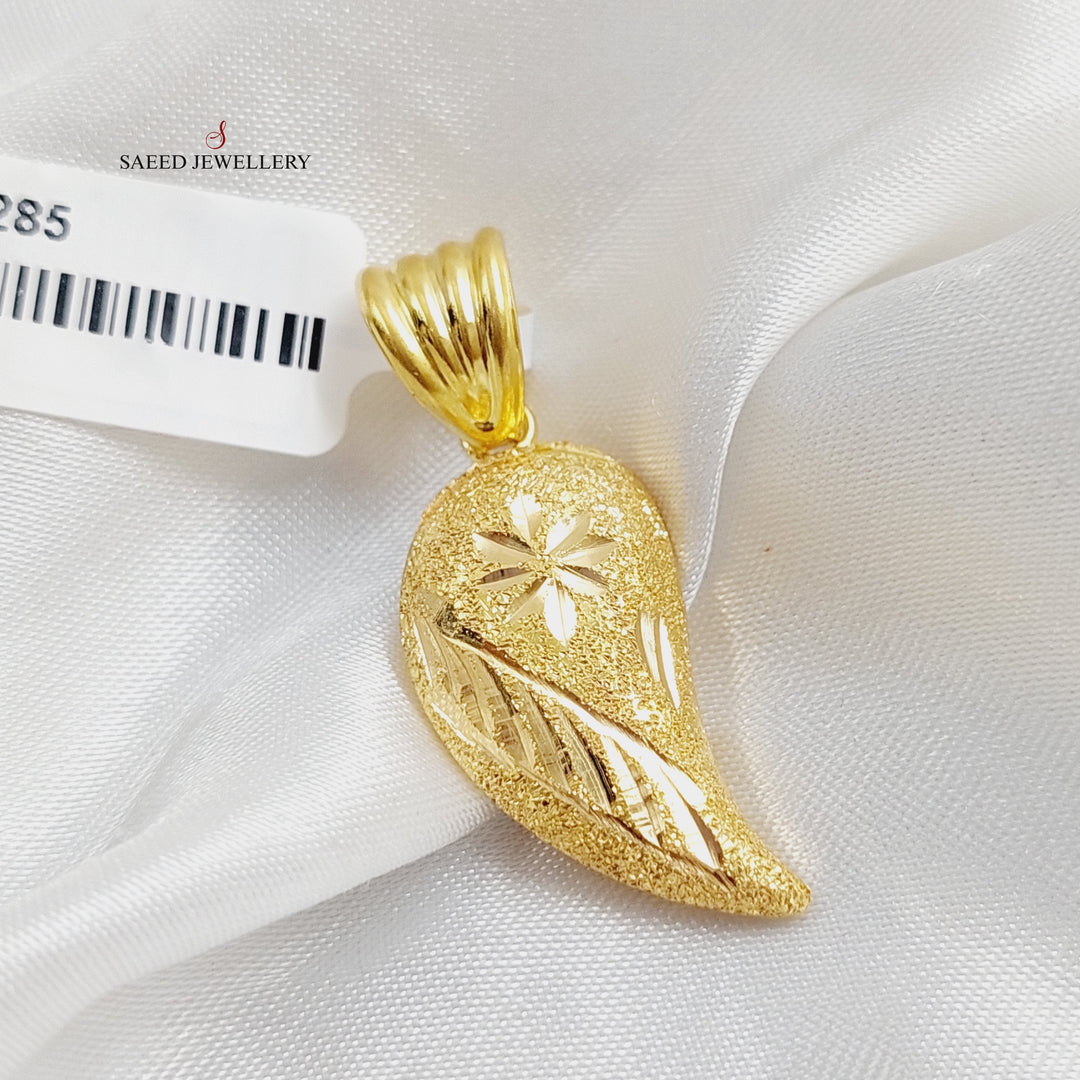 21K Gold Almond Pendant by Saeed Jewelry - Image 3