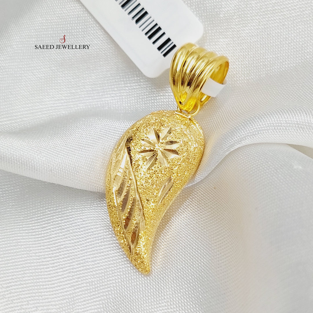 21K Gold Almond Pendant by Saeed Jewelry - Image 4