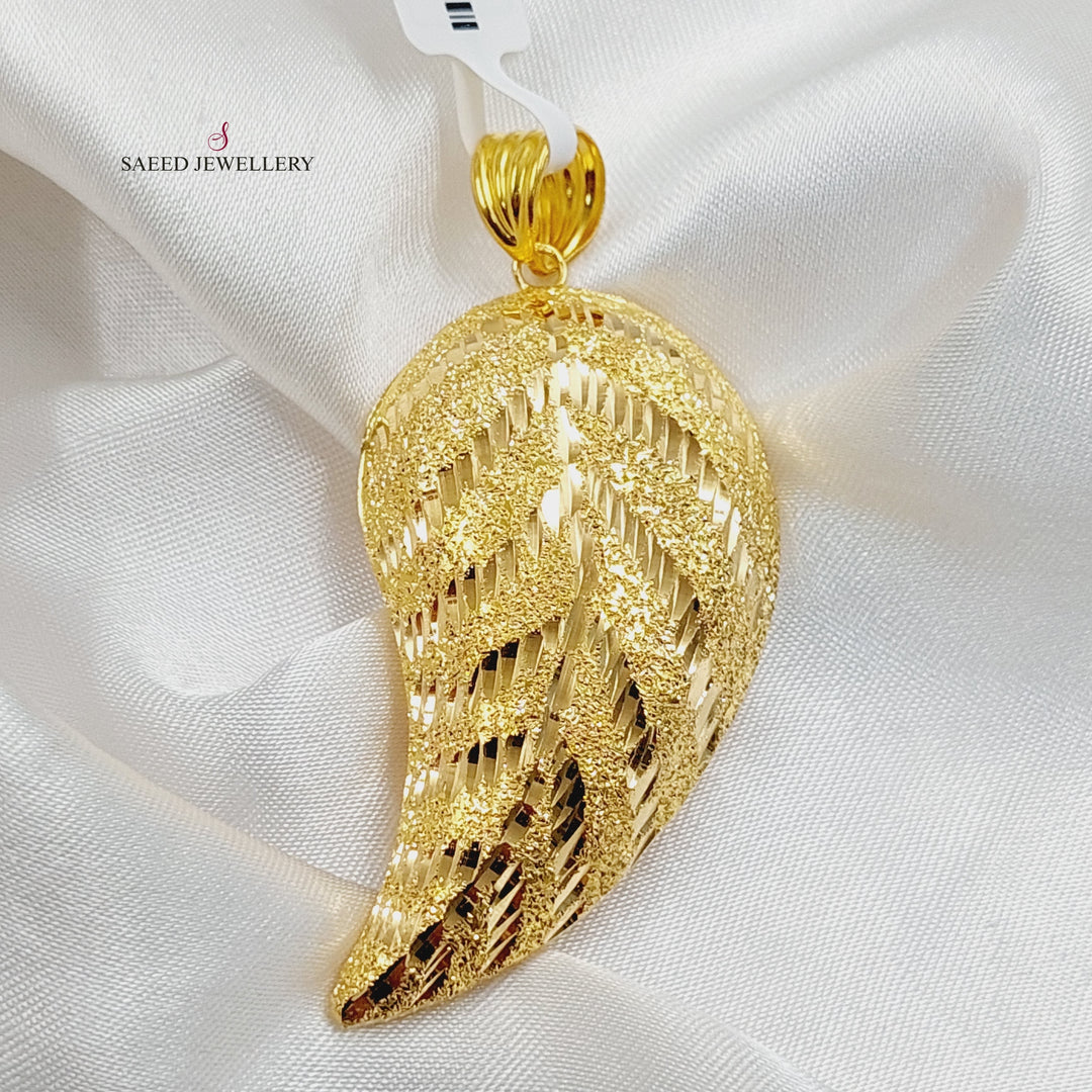 21K Gold Almond Pendant by Saeed Jewelry - Image 3