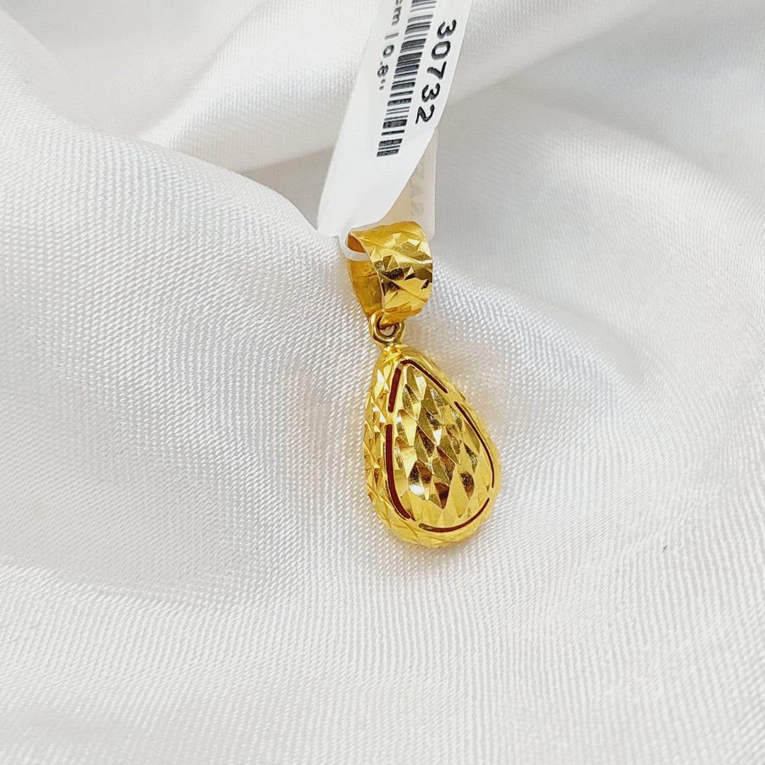 21K Gold Almond Pendant by Saeed Jewelry - Image 3