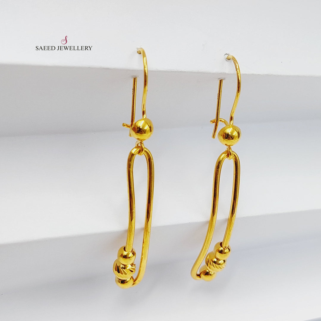 21K Gold Balls Shankle Earrings by Saeed Jewelry - Image 5