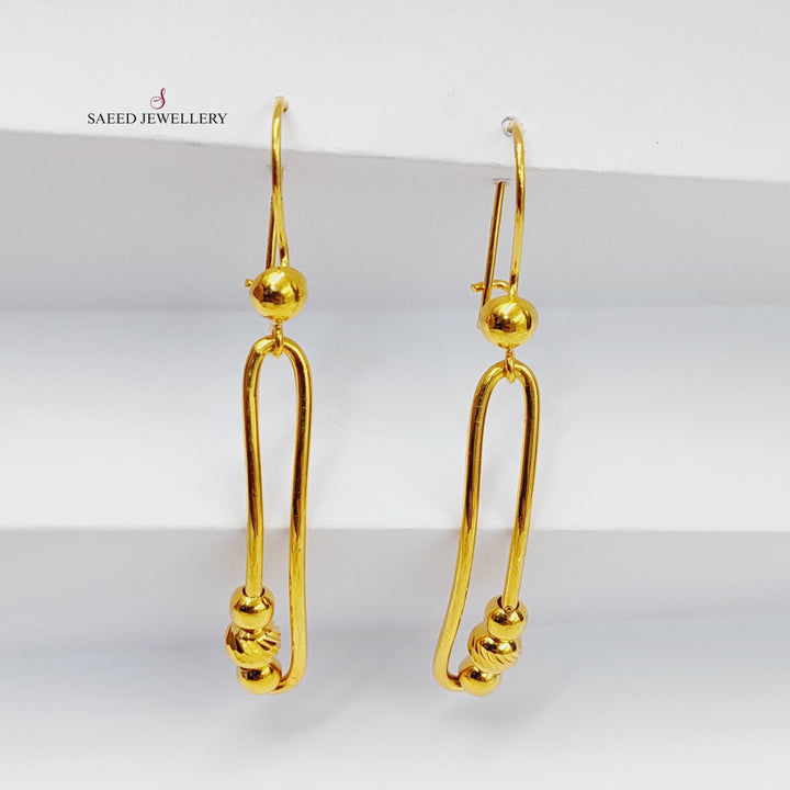 21K Gold Balls Shankle Earrings by Saeed Jewelry - Image 6