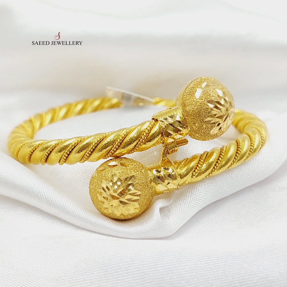 21K Gold Balls Twisted Bracelet by Saeed Jewelry - Image 2