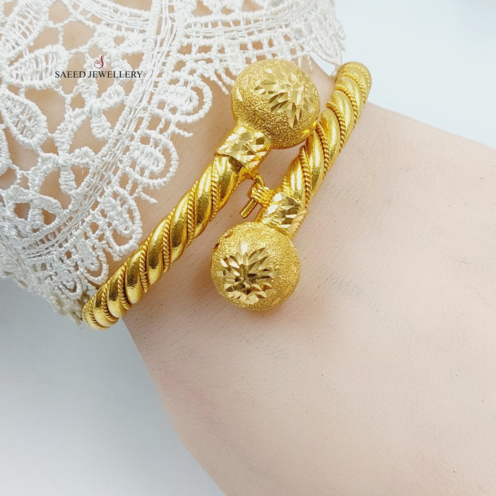 21K Gold Balls Twisted Bracelet by Saeed Jewelry - Image 5