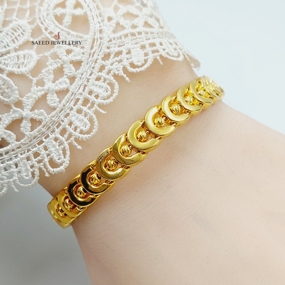 21K Gold Cuban Links Bangle Bracelet by Saeed Jewelry - Image 2