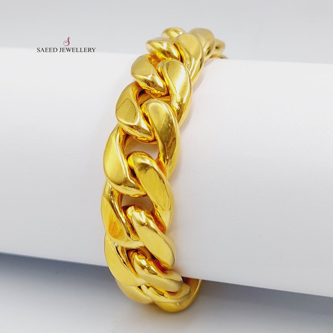 21K Gold Bold Cuban Links Bracelet by Saeed Jewelry - Image 3