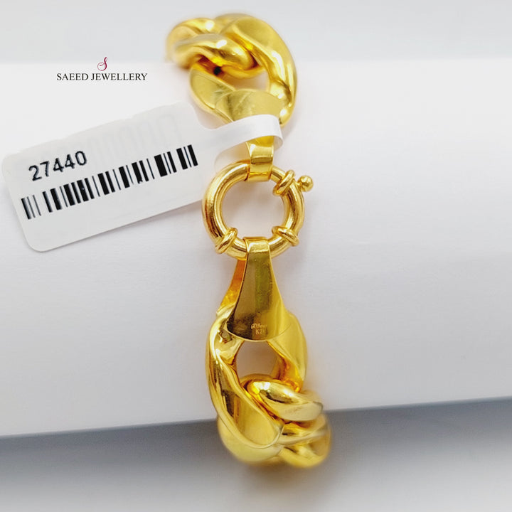 21K Gold Bold Cuban Links Bracelet by Saeed Jewelry - Image 4