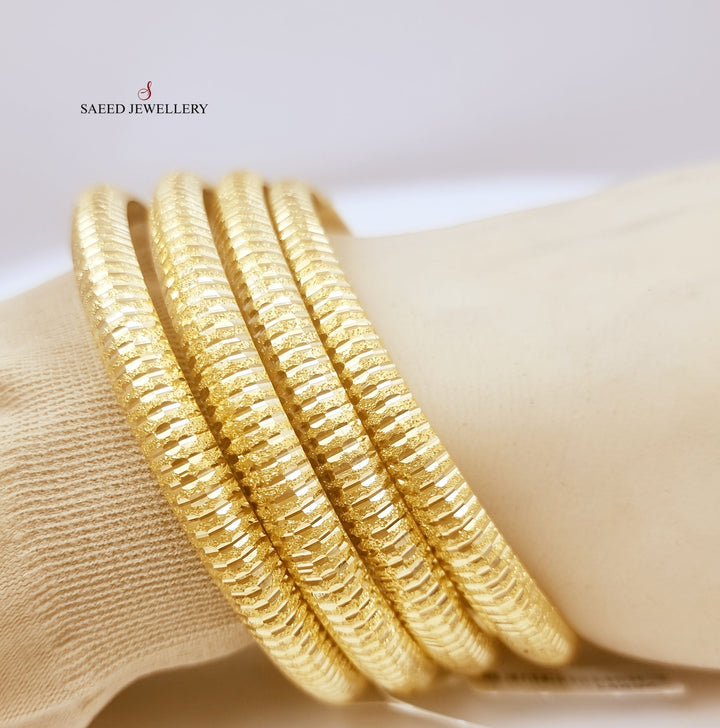 Bold Laser Bangle Made Of 21K Yellow Gold by Saeed Jewelry-28205