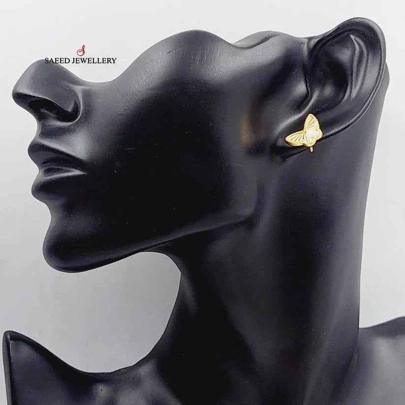 18K Gold Butterfly Screw Earrings by Saeed Jewelry - Image 5