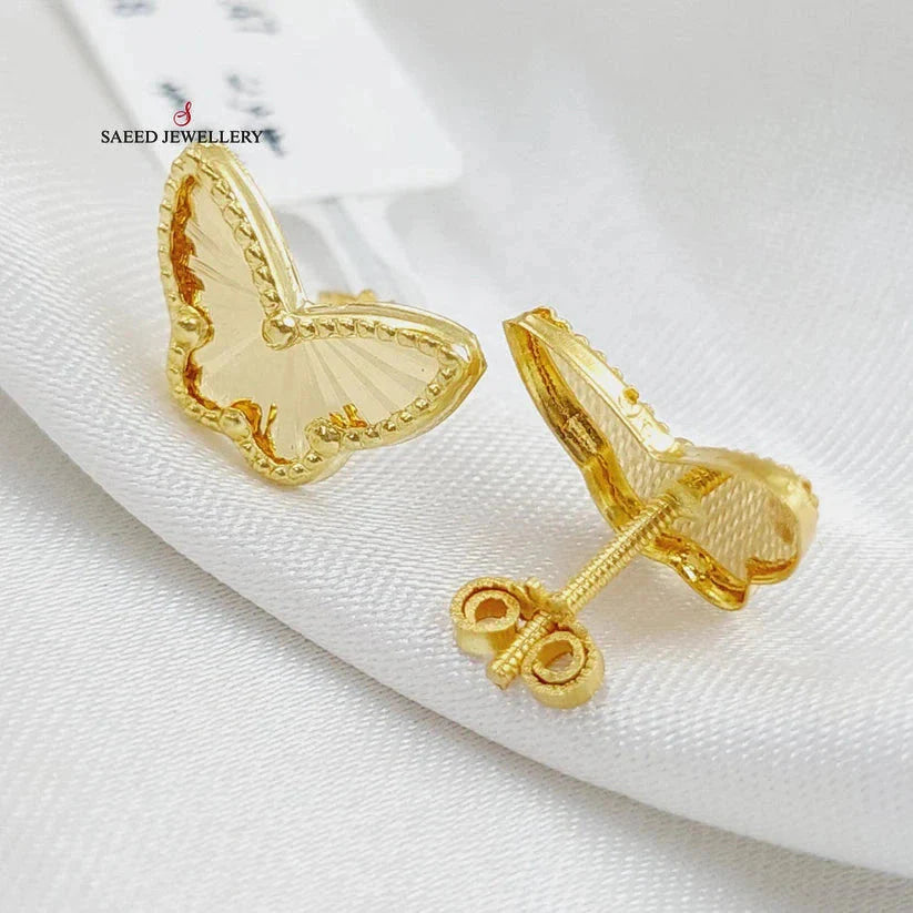 18K Gold Butterfly Screw Earrings by Saeed Jewelry - Image 1