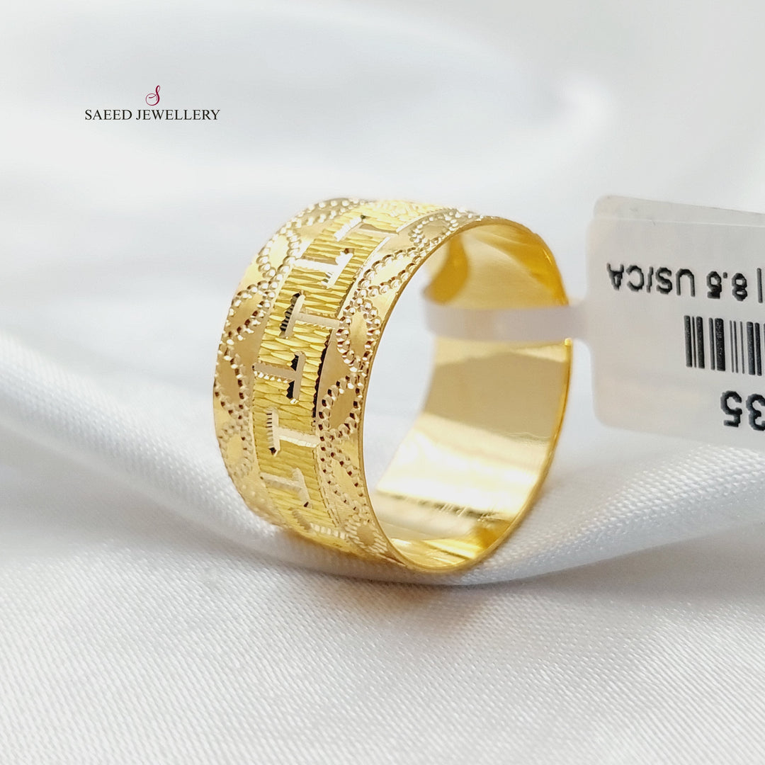 21K Gold CNC Wide Wedding Ring by Saeed Jewelry - Image 3