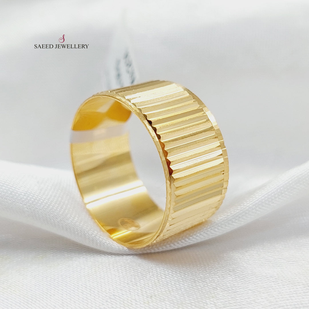 21K Gold CNC Wide Wedding Ring by Saeed Jewelry - Image 5