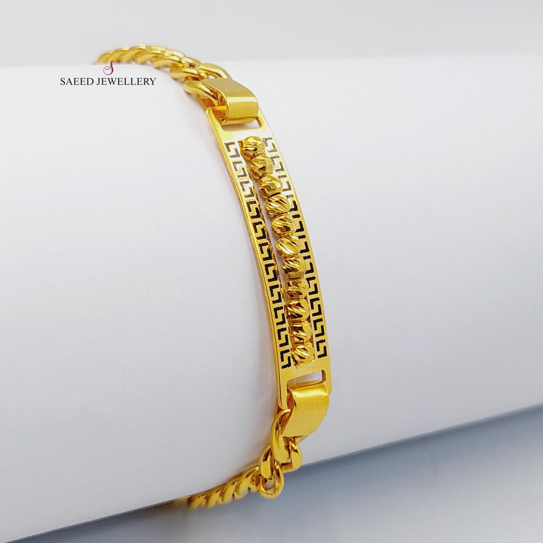 21K Gold Cuban Links Bar Bracelet by Saeed Jewelry - Image 3