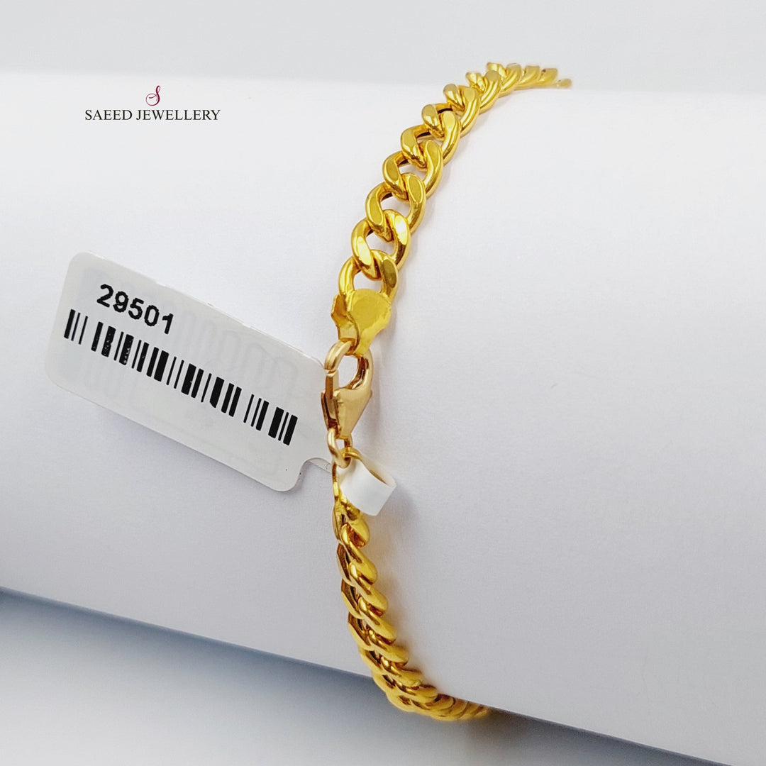 21K Gold Cuban Links Bar Bracelet by Saeed Jewelry - Image 4