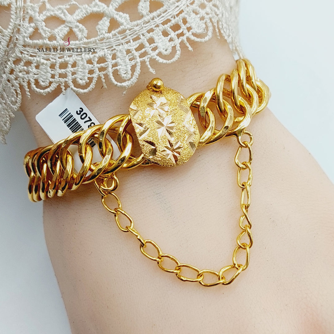 21K Gold Cuban Links Bracelet by Saeed Jewelry - Image 5