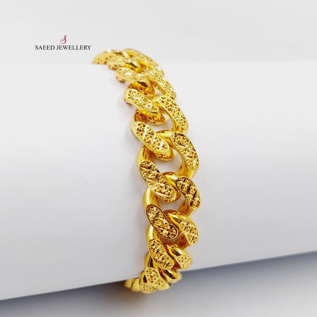 21K Gold Cuban Links Bracelet by Saeed Jewelry - Image 3