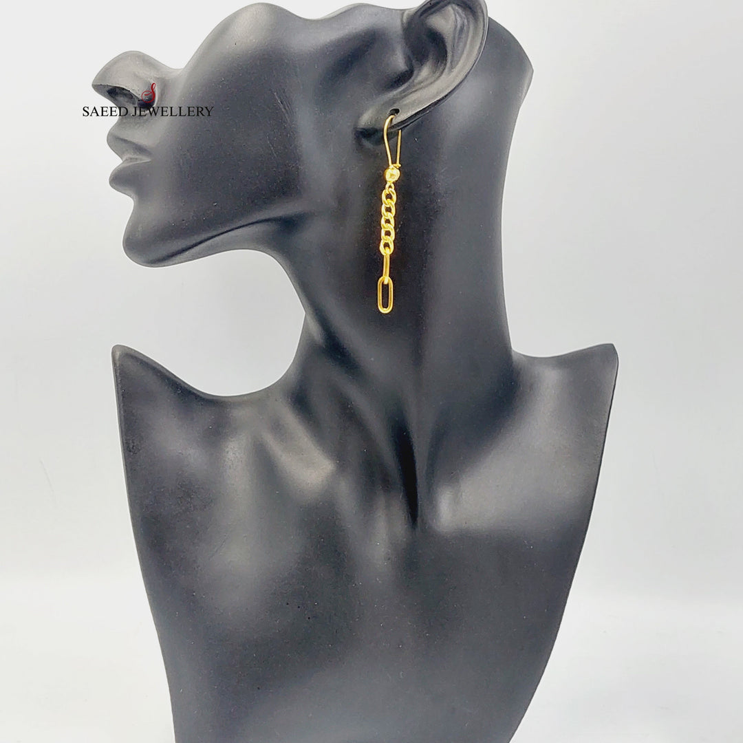 21K Gold Cuban Links Earrings by Saeed Jewelry - Image 3