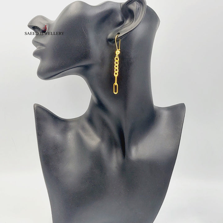 21K Gold Cuban Links Earrings by Saeed Jewelry - Image 3