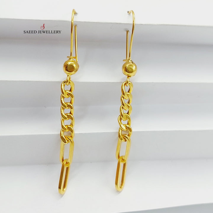 21K Gold Cuban Links Earrings by Saeed Jewelry - Image 5