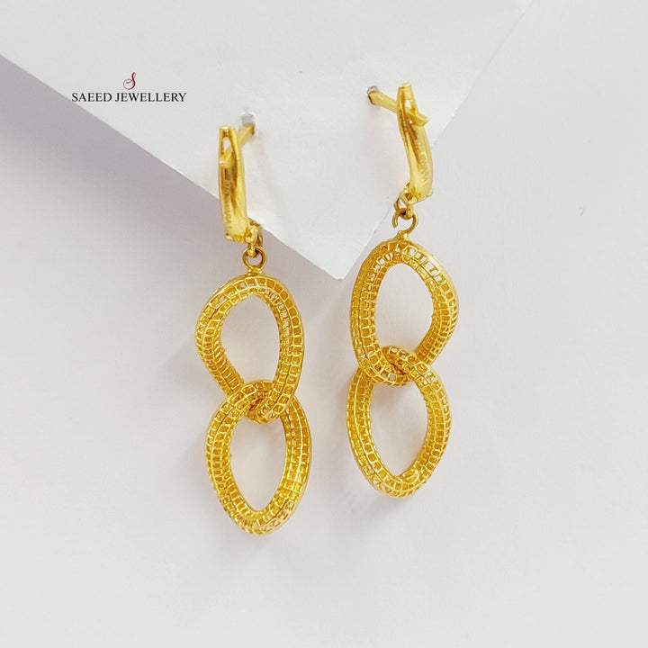 21K Gold Cuban Links Earrings by Saeed Jewelry - Image 4