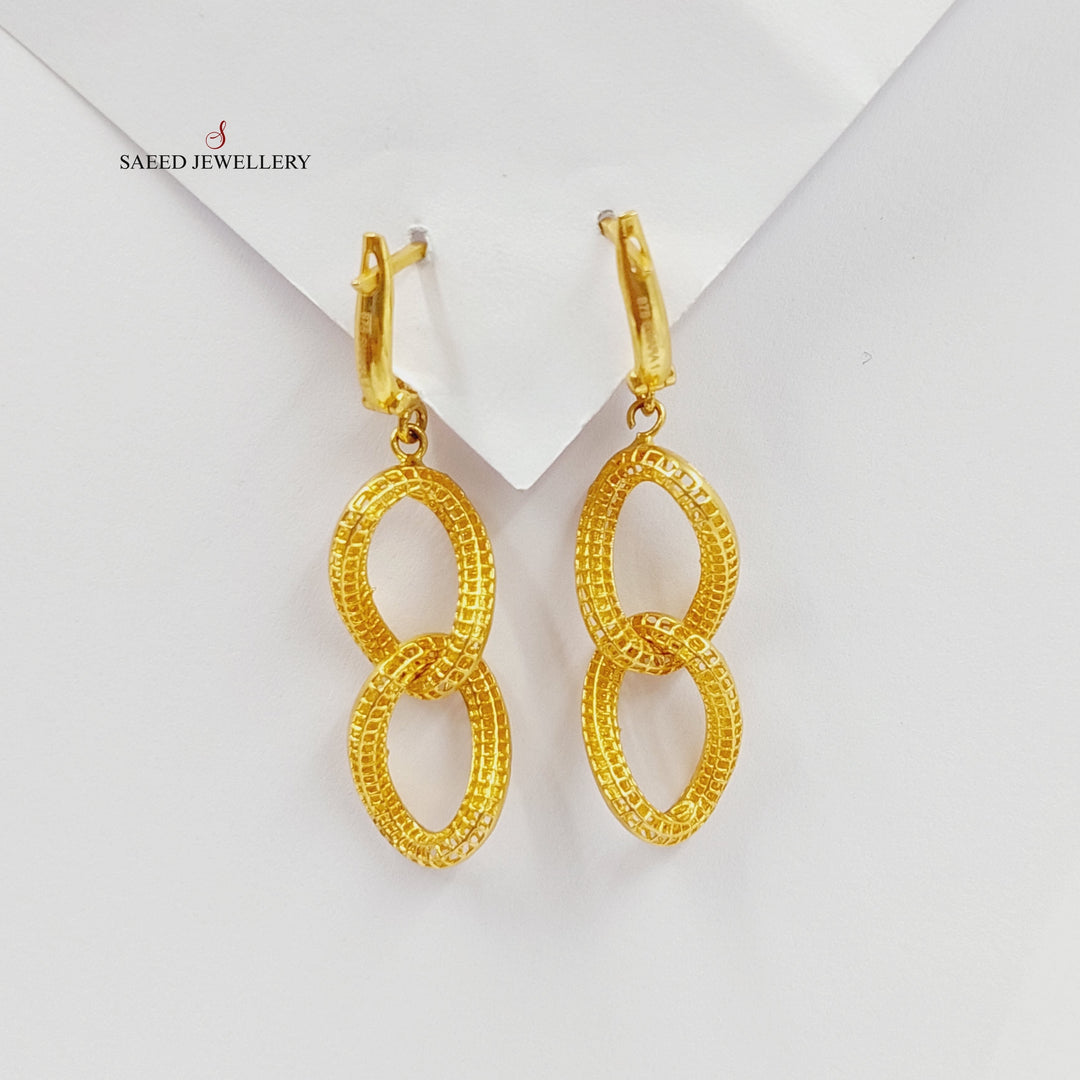 21K Gold Cuban Links Earrings by Saeed Jewelry - Image 1