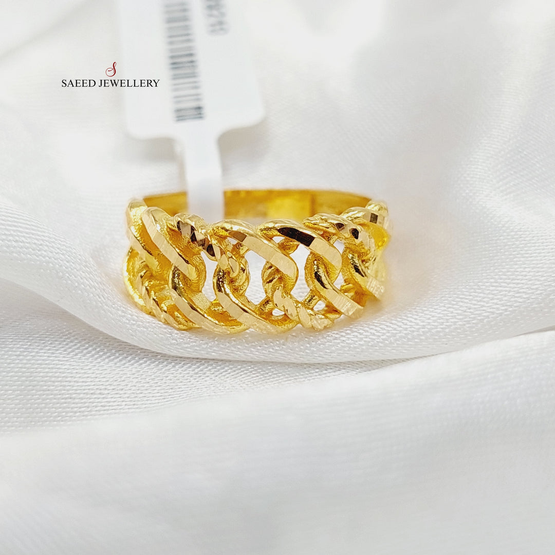 21K Gold Cuban Links Ring by Saeed Jewelry - Image 3