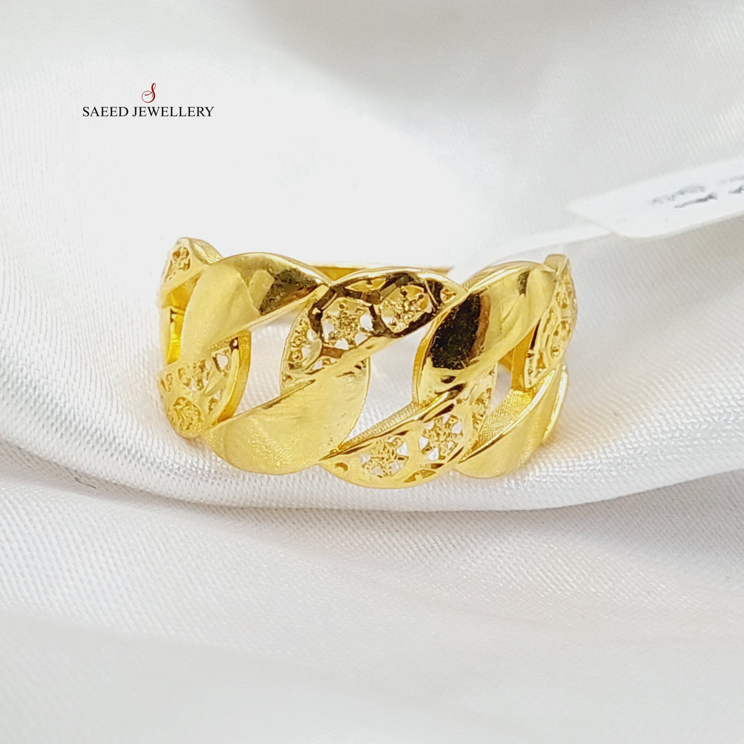 21K Gold Cuban Links Ring by Saeed Jewelry - Image 3