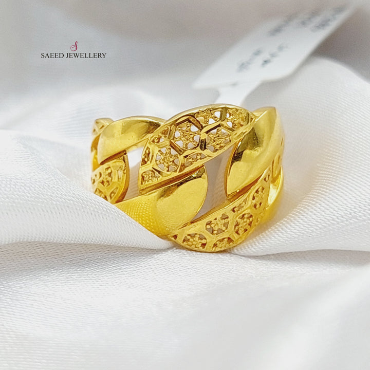 21K Gold Cuban Links Ring by Saeed Jewelry - Image 2