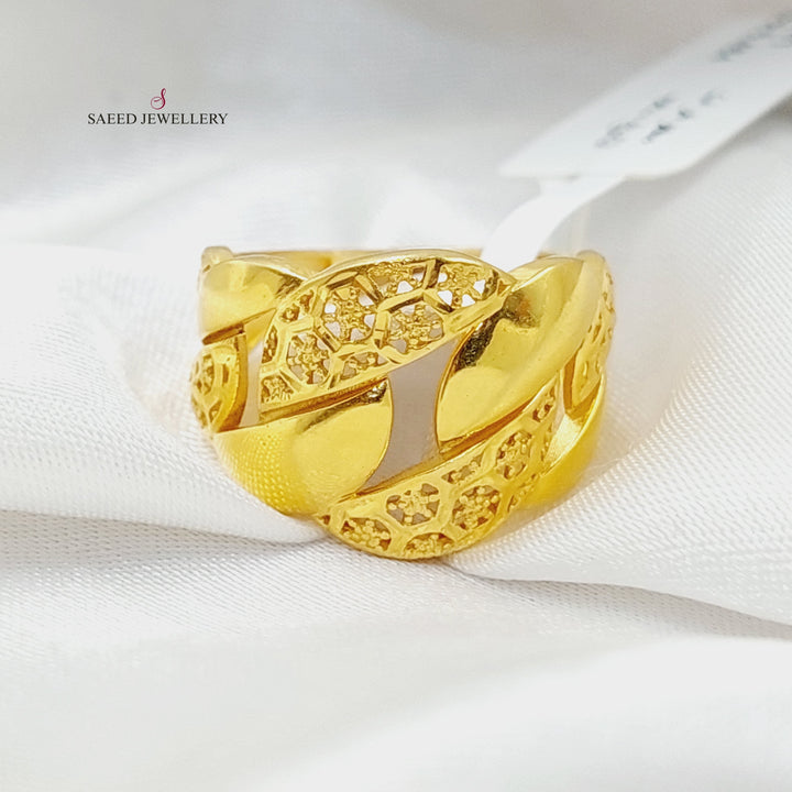 21K Gold Cuban Links Ring by Saeed Jewelry - Image 3