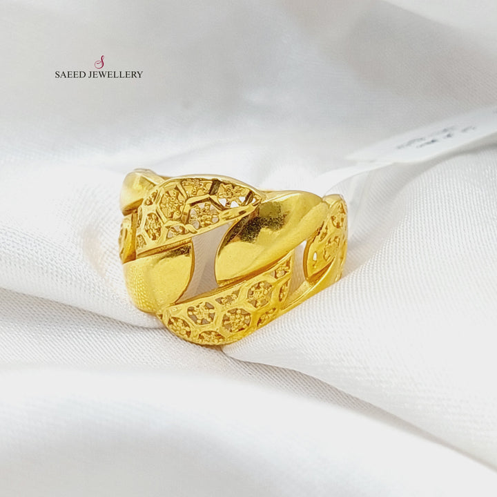 21K Gold Cuban Links Ring by Saeed Jewelry - Image 4