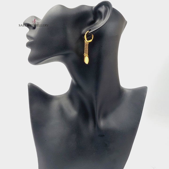 21K Gold Dandash Hoop Earrings by Saeed Jewelry - Image 3