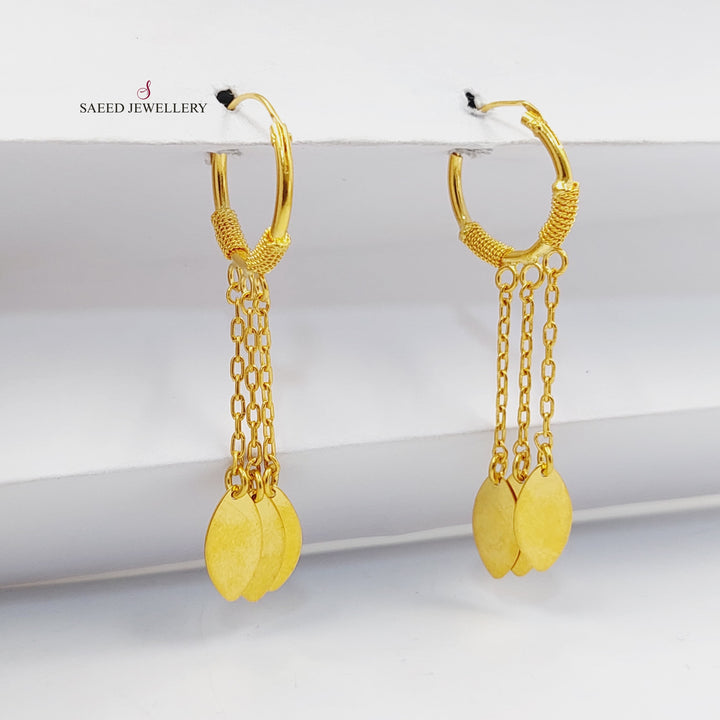 21K Gold Dandash Hoop Earrings by Saeed Jewelry - Image 4