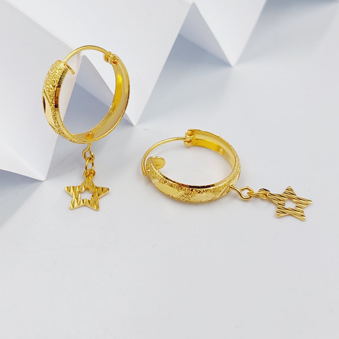 21K Gold Dandash Hoop Earrings by Saeed Jewelry - Image 3