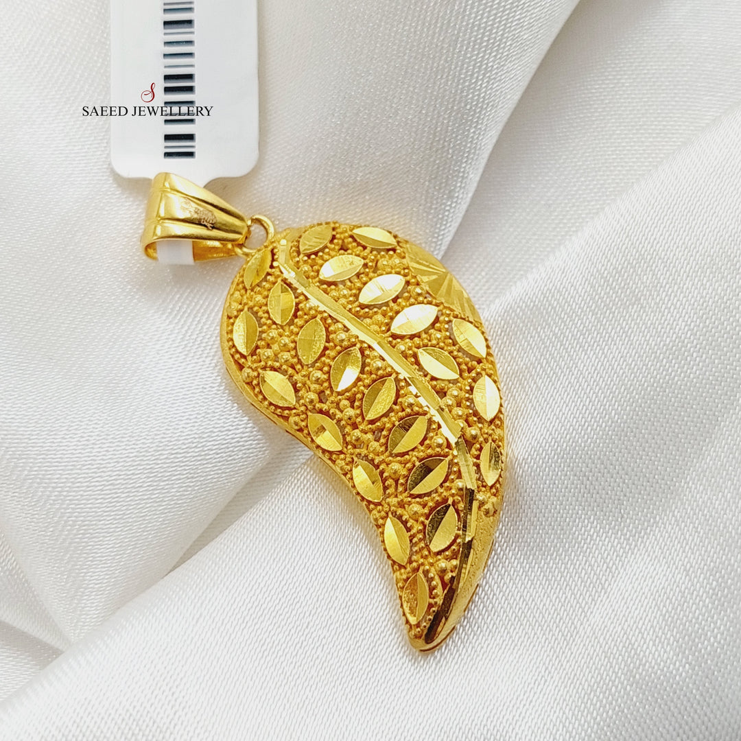 21K Gold Deluxe Almond Pendant by Saeed Jewelry - Image 4