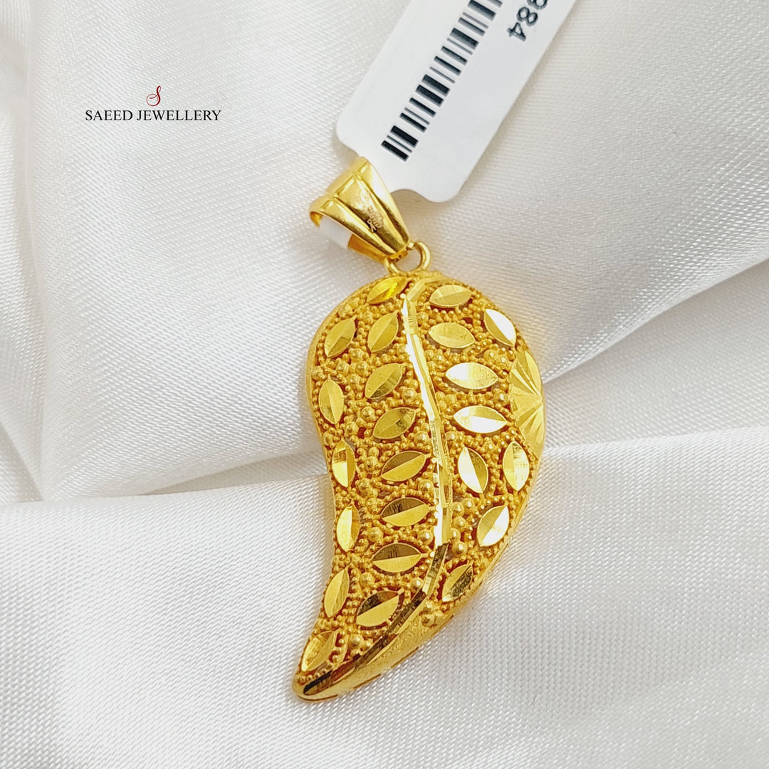 21K Gold Deluxe Almond Pendant by Saeed Jewelry - Image 1