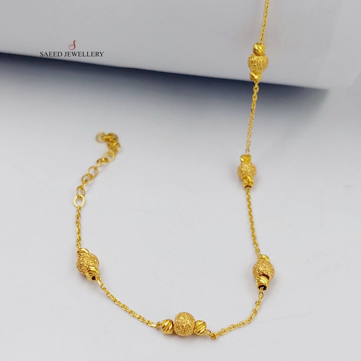 21K Gold Deluxe Balls Anklet by Saeed Jewelry - Image 2