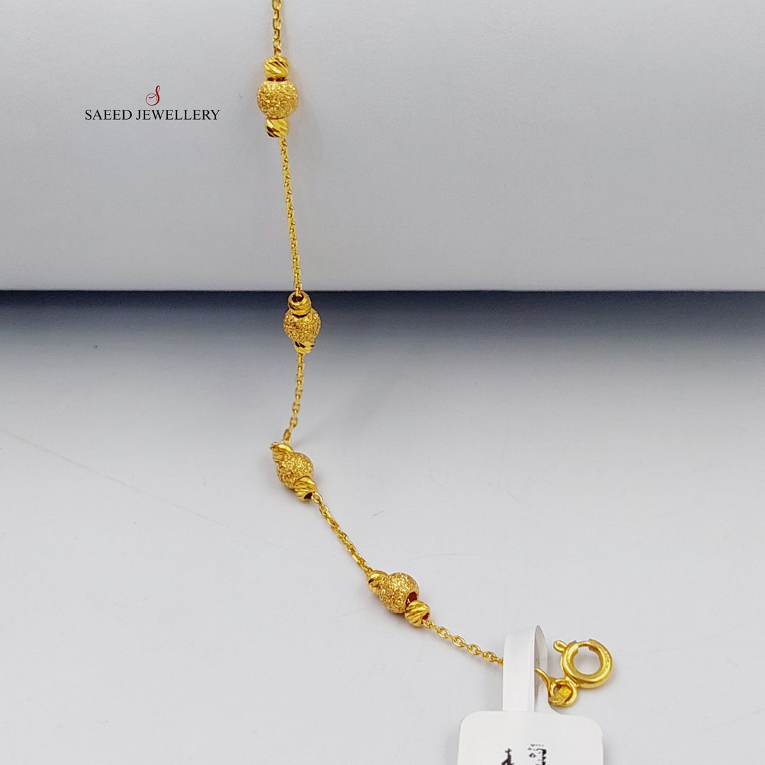 21K Gold Deluxe Balls Anklet by Saeed Jewelry - Image 3