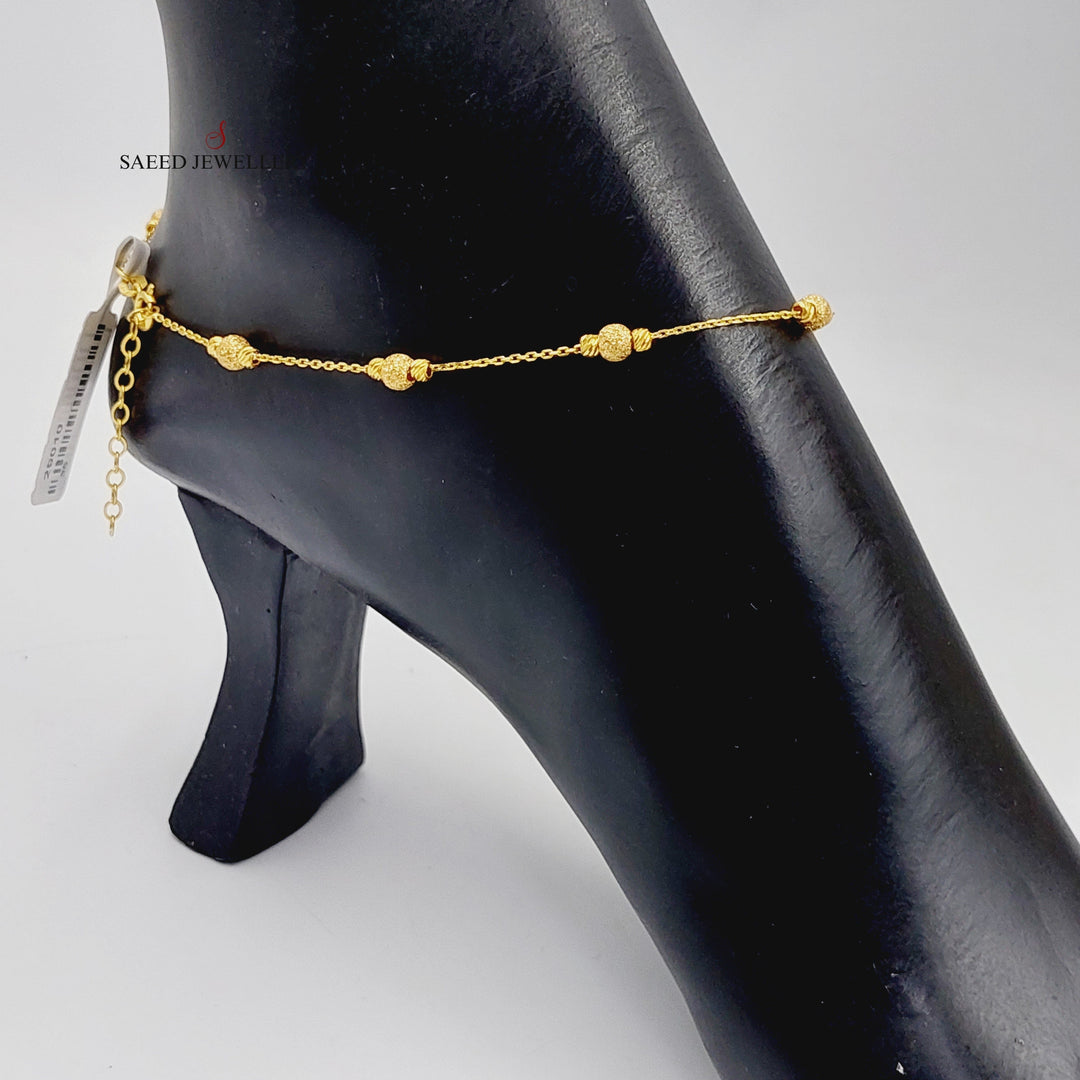 21K Gold Deluxe Balls Anklet by Saeed Jewelry - Image 5