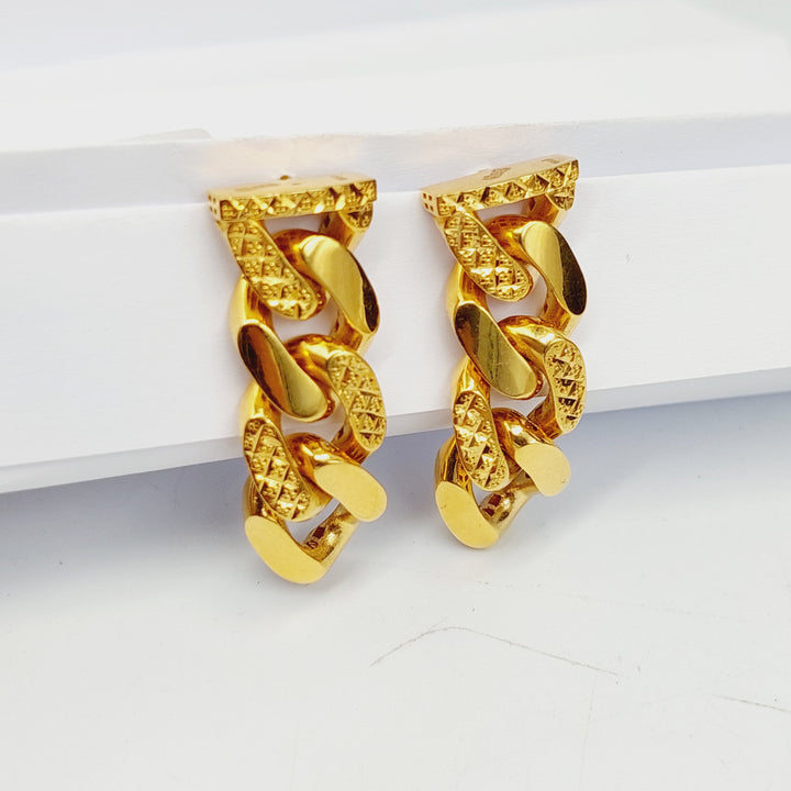 21K Gold Deluxe Cuban Links Earrings by Saeed Jewelry - Image 3