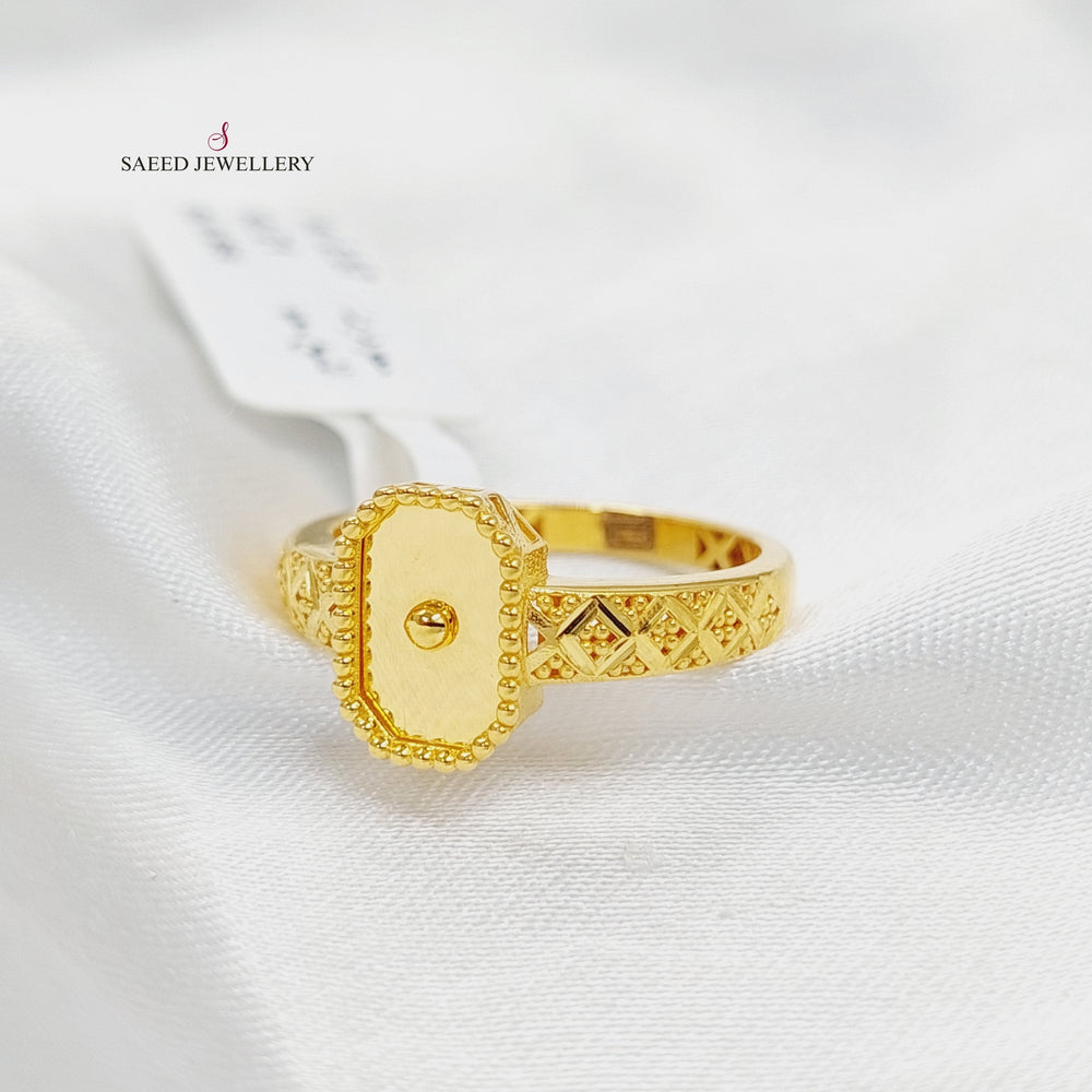 21K Gold Deluxe Engraved Ring by Saeed Jewelry - Image 2