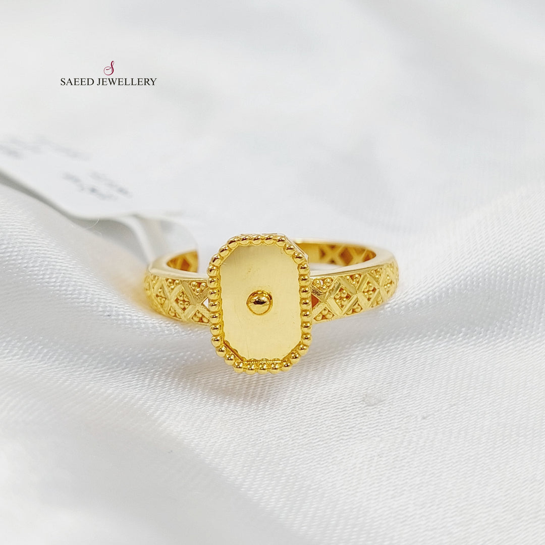 21K Gold Deluxe Engraved Ring by Saeed Jewelry - Image 4