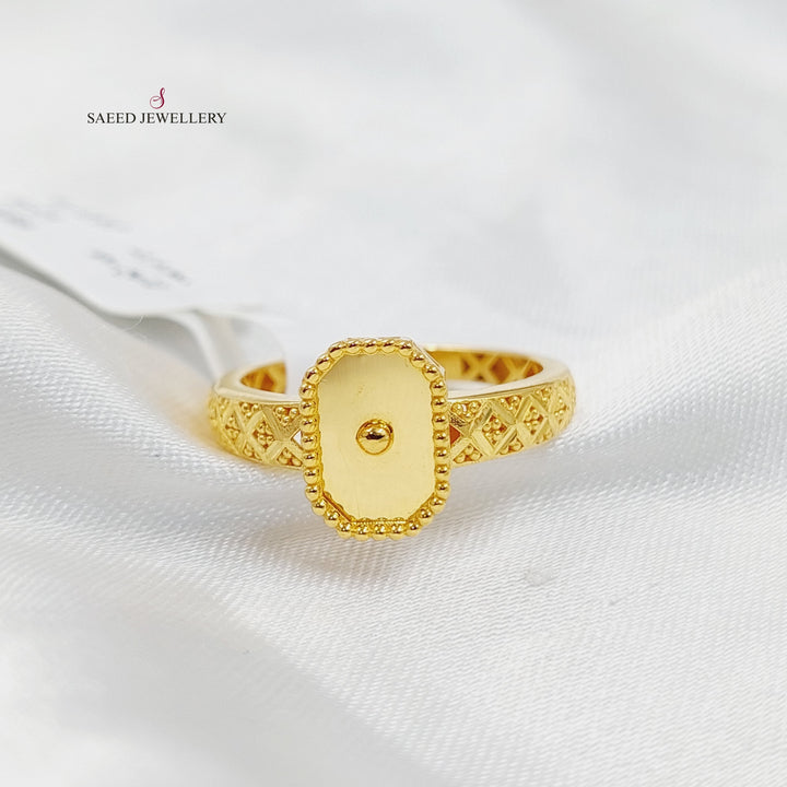 21K Gold Deluxe Engraved Ring by Saeed Jewelry - Image 4