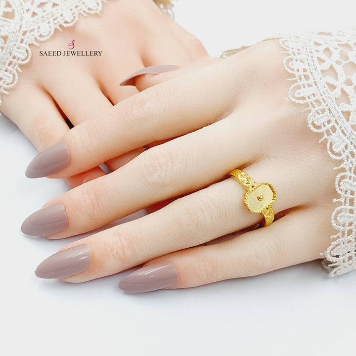 21K Gold Deluxe Engraved Ring by Saeed Jewelry - Image 5