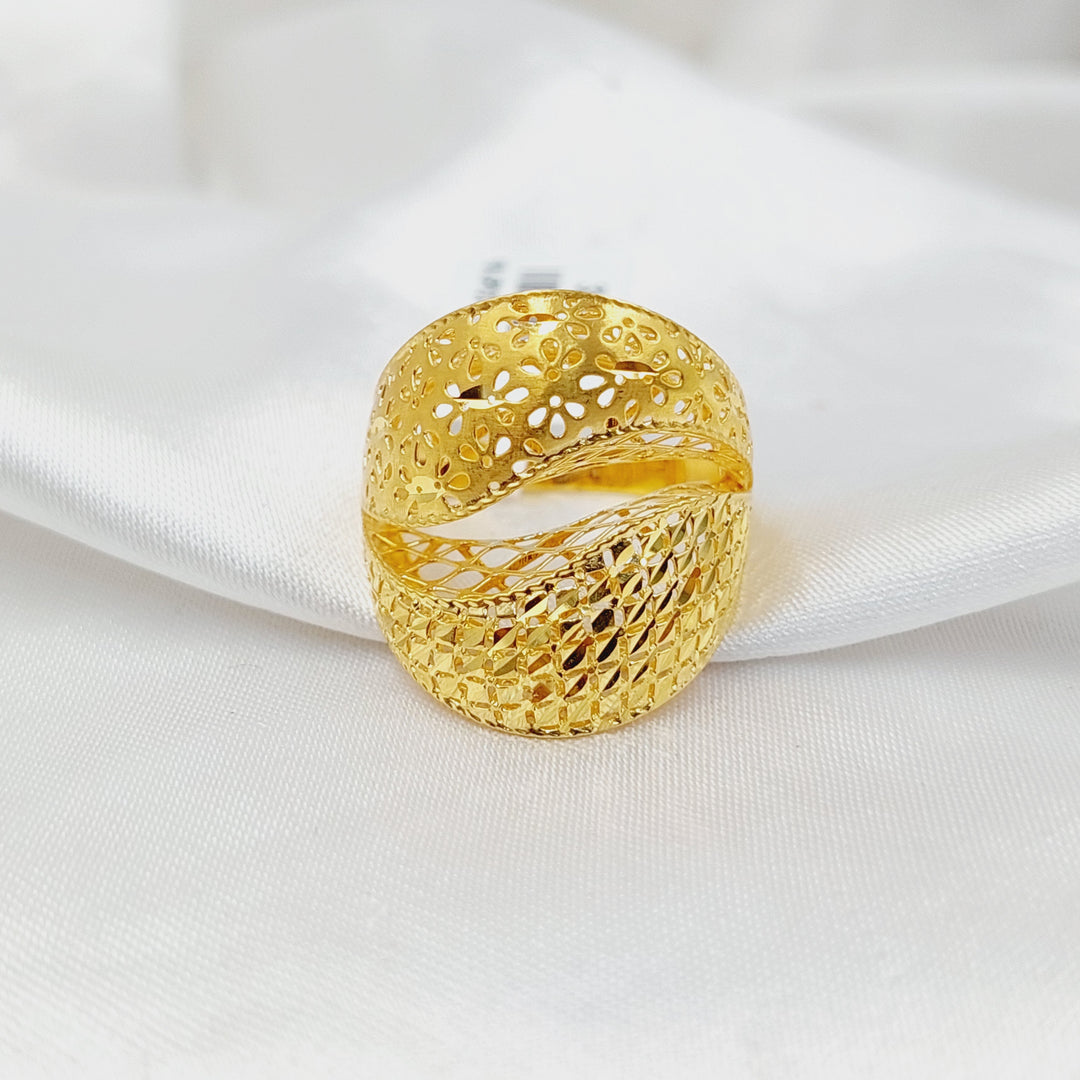 21K Gold Deluxe Engraved Ring by Saeed Jewelry - Image 2