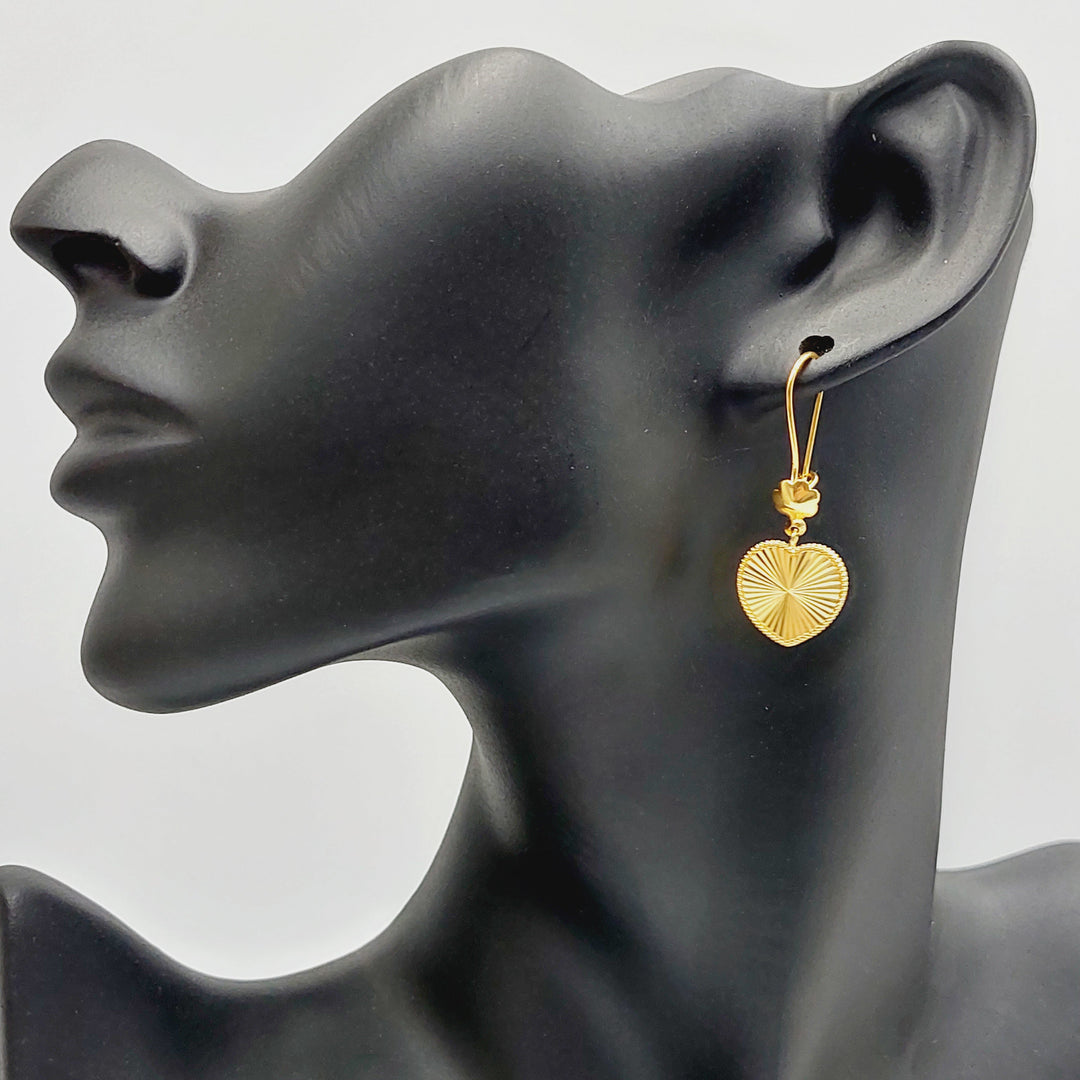 21K Gold Deluxe Heart Earrings by Saeed Jewelry - Image 3