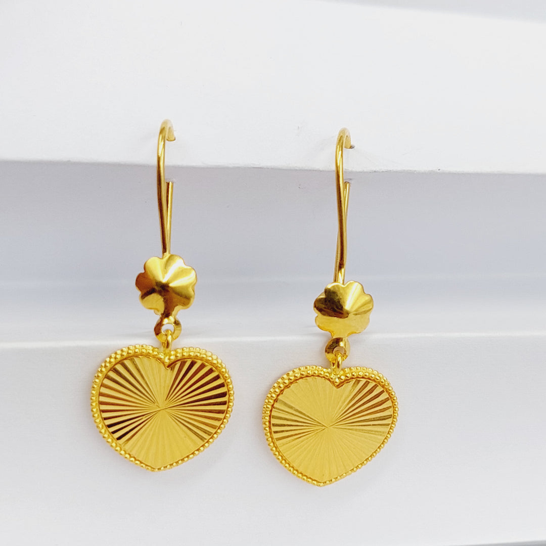 21K Gold Deluxe Heart Earrings by Saeed Jewelry - Image 4