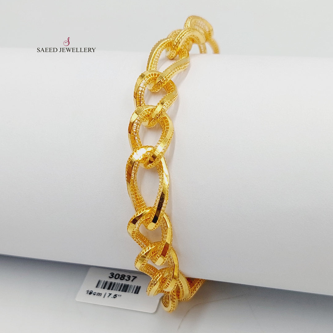 21K Gold Deluxe Oval Bracelet by Saeed Jewelry - Image 4